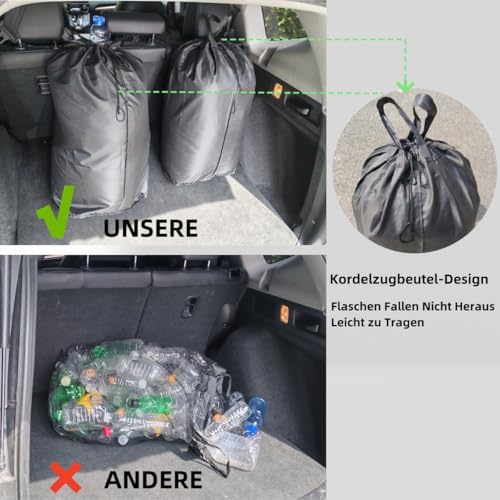 GROWZELT Pfandflaschen Sammelbehälter 2 Fächer 160L, mit 2 XXL Tragetasche für Jede Größe Flasche, Pfandflaschen Sammelbehälter aus Flip-Top-Design, Erleichtert das Sortieren und Schützt vor Gerüchen