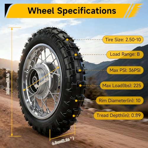 Image of 2.5-10 Dirt Bike Rear Wheel Compatible with CRF50 SSR70 TTR50 XR50, 2.5 x 10 Tire & Rim for Apollo Taotao 50cc 70cc 90cc 110cc Pit Bike Motorcycle Parts with Drum Brake Pad Shoe Assembly Silver