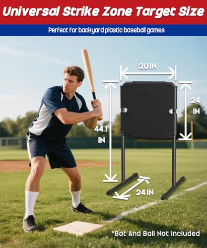 Image of Garbuildman Baseball Strike Zone Target for Plastic Balls, Portable Metal Frame Pitching & Hitting Training Tool for Outdoor
