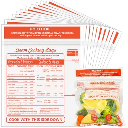 Microwave Steamer Cooking Bags, 20 Pcs Zipper Steam Bags Reusable, Microwave Steamer for Vegetables Potatoes Seafood Meat, 7.9 X 9.8 Inches
