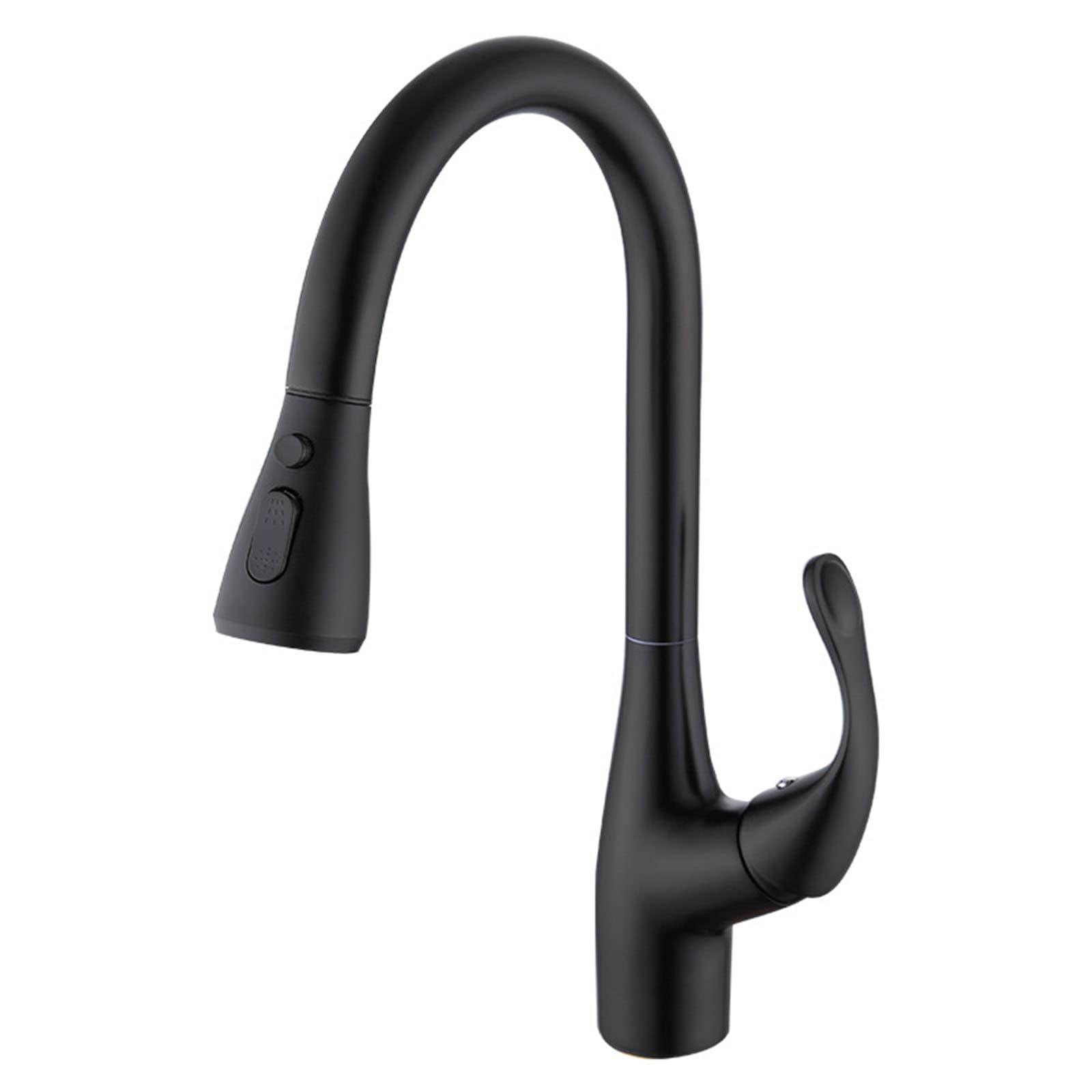 Yjyjy Black Brass Faucet With Down Sprayer, 2Modes Spray Pull Out Sink 360° Swivel Single Handle Hot And Cold Water Kitchen Mixer Taps