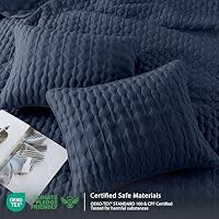WDCOZY Navy Blue Quilt Twin Size Bedding Sets with 1 Pillow Sham, Lightweight Soft Bedspread Coverlet, Quilted Blanket Thin Comforter Bed Cover, All Season Spring Summer, 2 Pieces, 68x90 inches — image 6