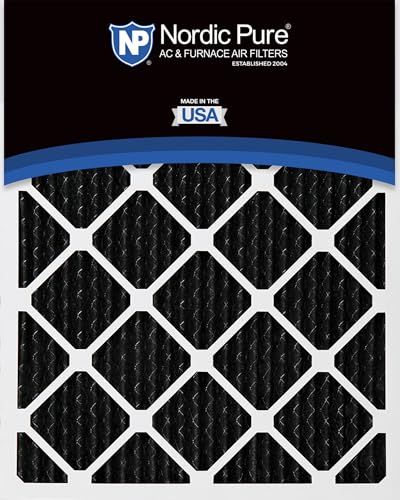 Image of Nordic Pure 16x25x1 Pleated MERV 8 Pure Carbon Air Filters 3 Pack | Actual Size: 15 1 /2 x 24 1 /2 x 3 /4 Made in USA, HVAC Odor Filtration, Pet, Cooking & Household Smell Control