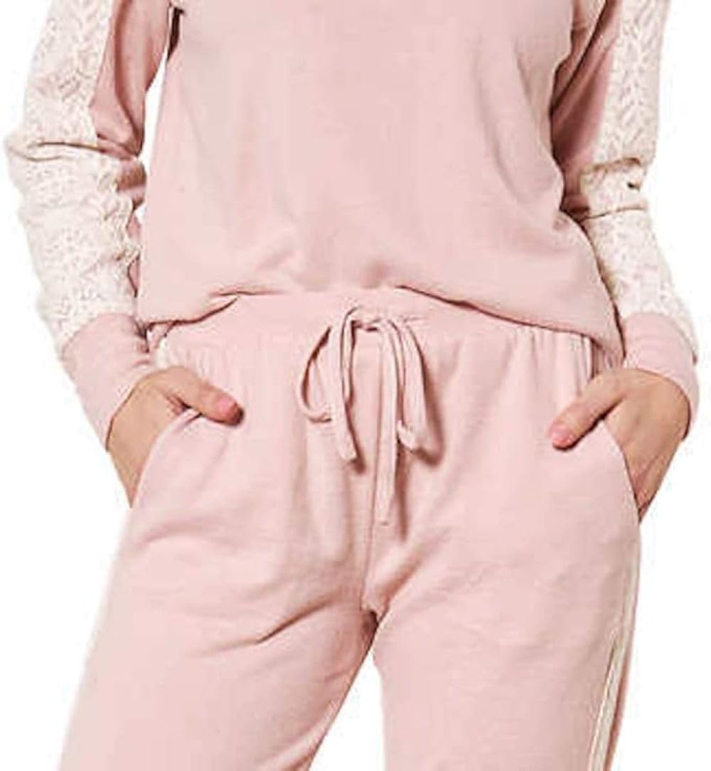 Flora Nikrooz Women's 2 Piece Long Sleeve Lounge Set with Lace, Long Sleeve Top & Jogger Pant - Image 5