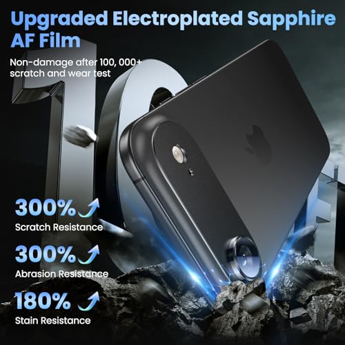 Image of Uyiton Compatible with iPhone Air Camera Lens Protector - [Not Easy to Break][Strong Adsorption][Case-Friendly] Metal Tempered Glass Rear Camera Screen Cover - Space Black