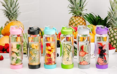 Infusion Pro 32 Oz Fruit Infuser Water Bottle With Insulated Sleeve & 50 Recipe Fruit Infusion Water Ebook : Bottom Loading, Large Water Infuser For More Flavor : Unique Gift Idea For Women #TOP6