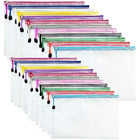 Clear Plastic Wallets A4 Zip Wallets Ziplock Bags Plastic Document Folder A5 Zipper Bag Zip Locked Bags - 24PCS (A4 A5 Size) Cover