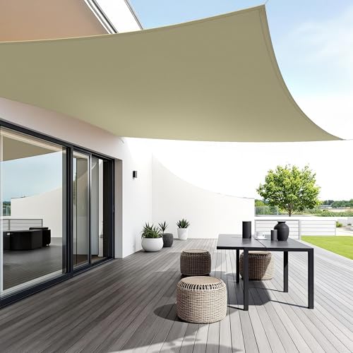 Menz Sonnensegel rechteckig 3x4m Beige – Sonnensegel wasserdicht UV50+ Sonnenschutz