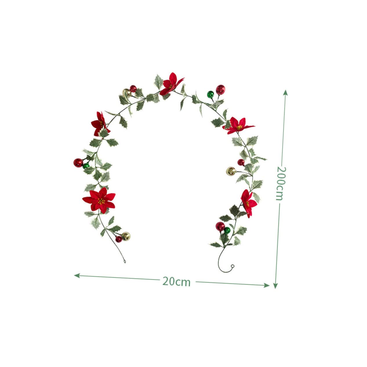 Cabilock 5 Piezas De Guirnaldas De Luces Verdes con Bastones Adornos De Hojas Relleno para Decoración De Puertas Coronas De Musgo Falsas Flores Artificiales De Ratán De Seda