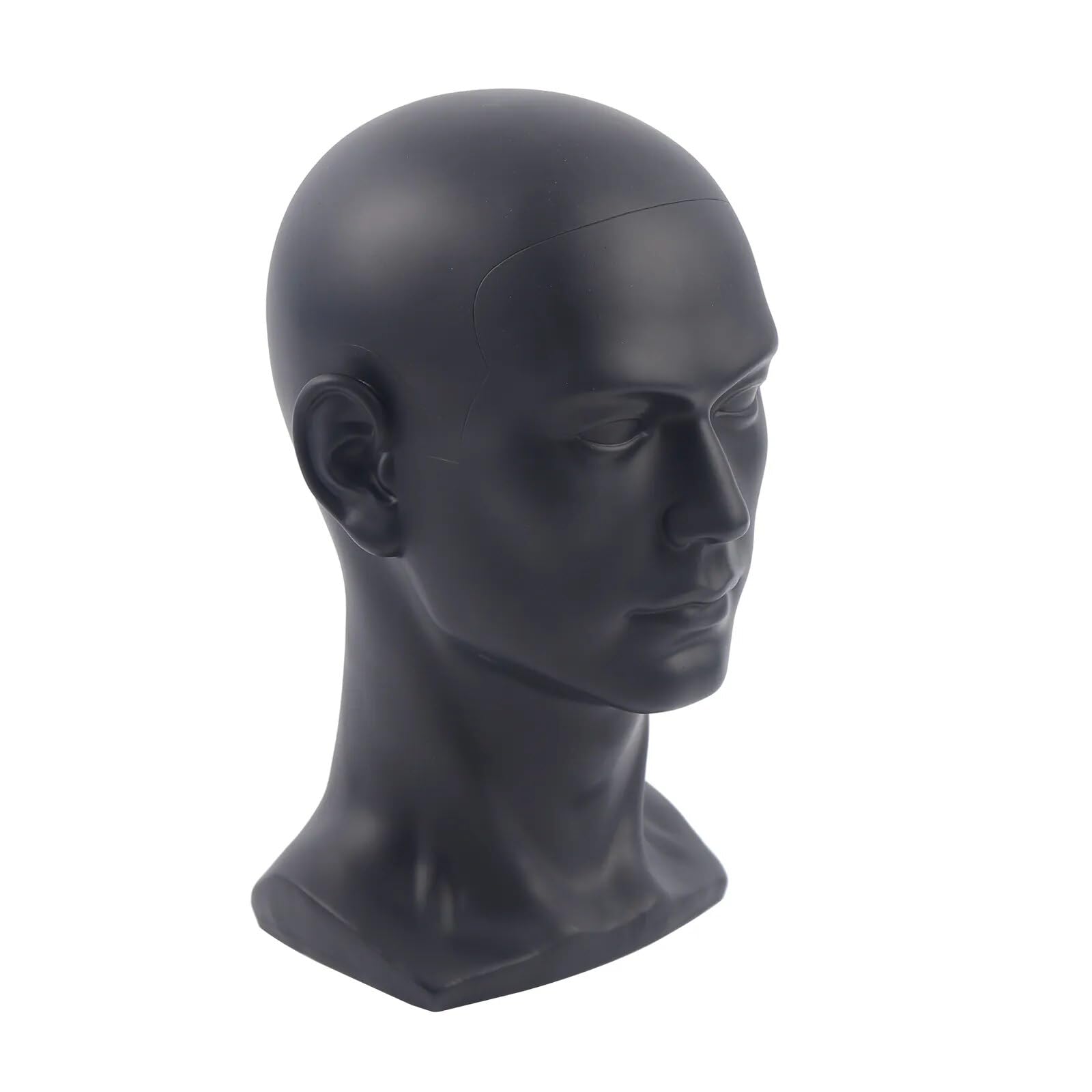 Premium Perückenkopf 50 cm | Kopf-Büste Schaufenster aus PVC-Kunststoff in Matt-Schwarz | Ständer für Kopfbedeckungen, Kopfschmuck, Halsschmuck