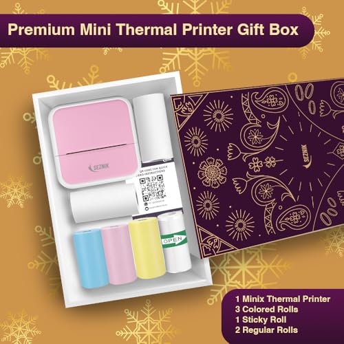 SEZNIK Mini Printer, Inkless, Thermal, Bluetooth, Portable Printer, Compatible with Android, iOS Mobile. 1 Year Warranty (MiniX-Pink-Gift) - Image 3