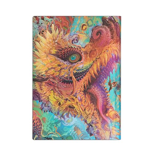 Humming Dragon (Android Jones Collection) Midi 12-month Horizontal Softcover Flexi Dayplanner 2025 (Elastic Band Closure): tydzień na dwóch stronach, zamykany na gumkę, papier 100 gsm