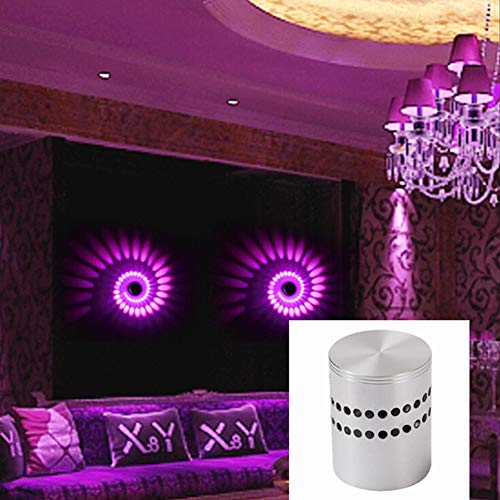 super1798 Luz de parede LED RGB 3W controle remoto orifício espiral sala de jogos bar decoração de l