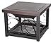Fire Sense 61331 Fire Pit Cocktail Square Table Wood Burning Steel Mesh Spark Screen Wood Grate Screen Lift Steel Firepit with Log Storage Rack - Hammer Tone Bronze Finish