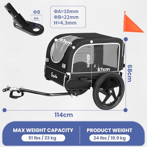 Hundeanhänger für Fahrrad für Kleine und Mittelgroße Hunde - 23kg, Faltbarer Fahrradanhänger Hunde mit Schnellverschluss-Rädern, Ideal für Fahrradtouren und Outdoor-Aktivitäten, Schwarz