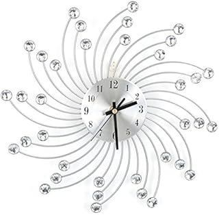 Silver Wall Clock, Wall Clock Modern Silent Metal Clock, Mantel Clocks for Living Room Clock Creative Numeral Art Decoration Gift for Living Room Bedroom Office Hotel Cafe