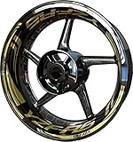 Motorcycle Wheel Rim Sticker F2 for Yamaha YZF R6 YZFR6 YZF-R6 (Gold)