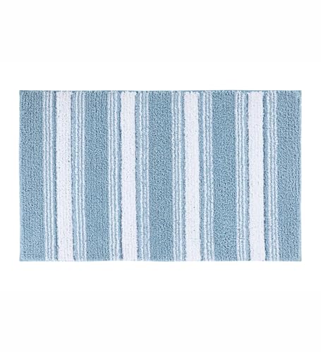 Image of Obsessions Soft & Plush Bath Mat | Quick Dry, Stain & Skid Resistant | Luxuriously Soft, Long Lasting Color | TPR Latex Backing, Size 50x80 cm, Aqua & Cream