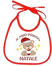 Angel Baby Bib "My First Christmas" Christmas Bib 100% Cotton Made in Italy, Bear with Stars