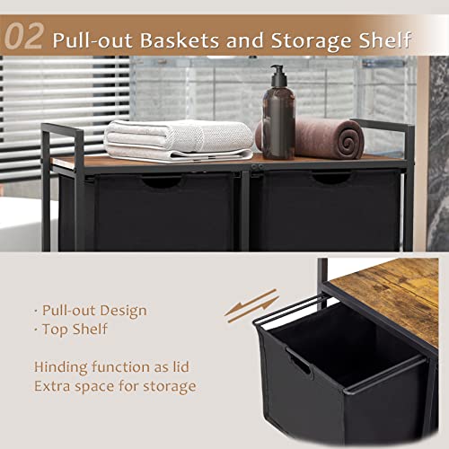 Daelifker Laundry Hamper 3 Section With Wheels, Shelf, Metal Frame And Removable Bag, Rolling Laundry Basket Organizer, Laundry Sorter Cart, Clothes Hamper For Laundry Room Organization (Black, 88L) #TOP1