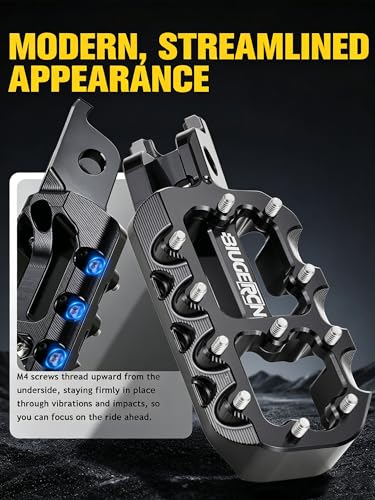 Image of JFG RACING Dirt Bike Foot Pegs,Forged 6063 Aluminum CNC Rest Pedal Footpegs for CR125 CR250 02-11 /CRF150R 07-24 /CRF250R 04-24 /CRF300L 21-24 /CRF450R 02-24 /CRF250X CRF450X CRF250RX CRF450RX-Black