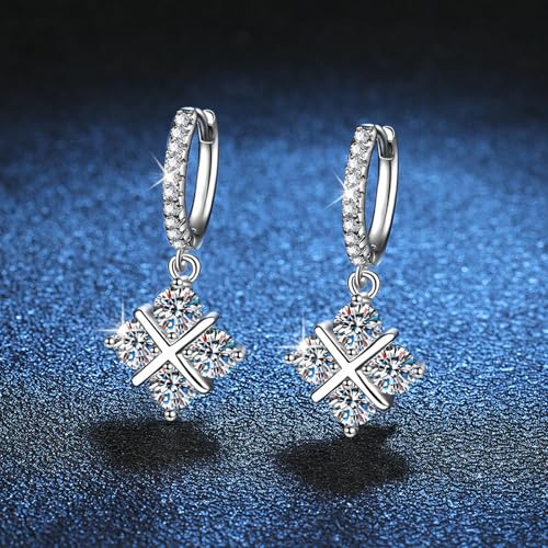 Boucles d'oreilles croix argent sterling et moissanite classiques pour femme - 4