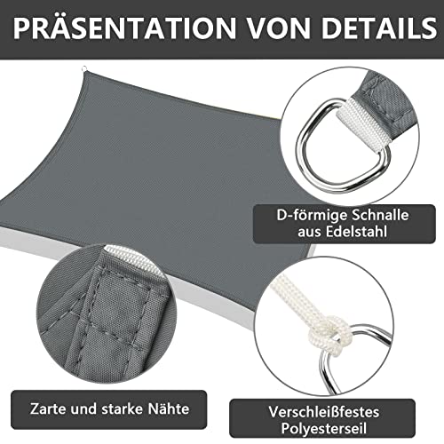 Voile d'ombrage 3x2m gris rectangulaire et imperméable pour se protéger du soleil