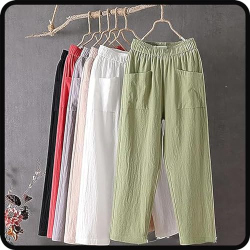 Endurancte Women's Loose Pants, Infinitne Fast Dry High Waist Cotton Trouser Cropped Solid Straight Wide Leg with Pockets2