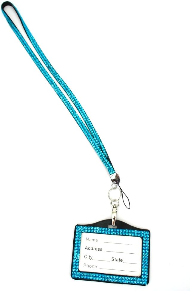 Sizzle City Rhinestone Lanyard with Horizontal Lined ID Badge Holder and Key Chain