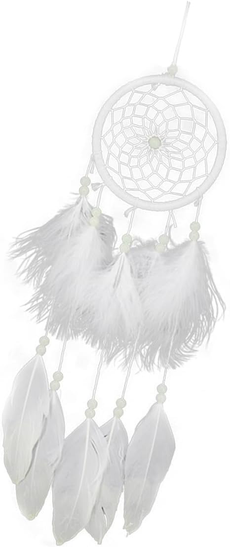 Luminous Beads Plume Dream Catcher Wall Hanging Handmade Night Glow Pendant Home and Car Decoration for Boho Bedroom Ornament