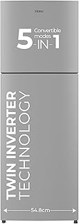 Haier 240L 2 Star Frost Free Top Mount Double Door Refrigerator|Cool Pad|200% Faster Ice Making in 49 Minutes (HEF-252EGSA-P, Moon Silver)