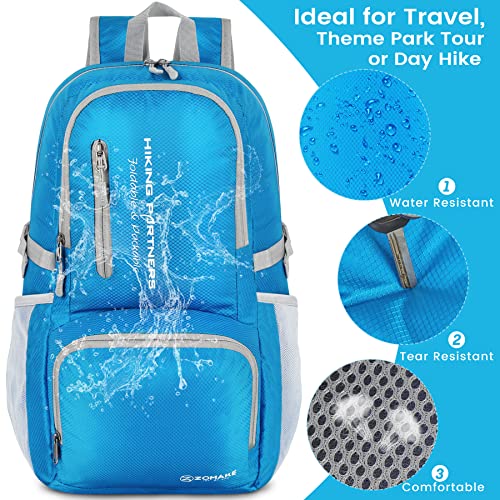 Image of ZOMAKE Lightweight Packable Backpack, 35L Foldable Daypack (Light Blue)