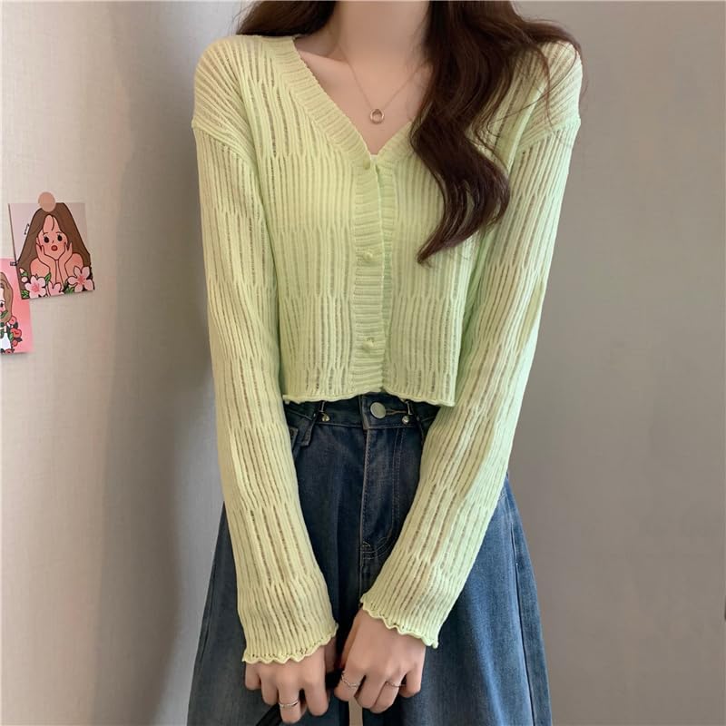 Image of ICW Women's Knitted Ribbed Cardigan Long-Sleeve V-Neck Button-Up Shrug Jacket Top Dn85