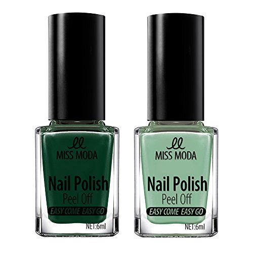 Nail Polish, MissModa 2PCS Water Based Non-Toxic Easy Peel Off and Quick Dry Natural Nail Art Polish Manicure (Green Series)