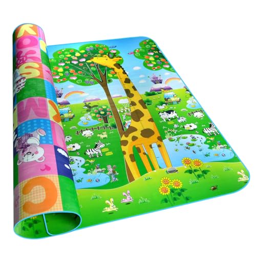 Alfombra De Juegos Plegable Para Bebes Y Niños, Alfombra De Actividades Para Bebe, Esterilla Juego Plegable De Doble Cara De 5 Mm De Grosor, Alfombra Infantil Plegable Suelo Para Bebes - 200x180cm
