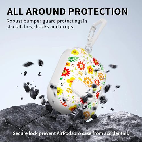 Image of for AirPods Pro 3 Case(2025) with Secure Lock Clip and Phone Stand,Floral Girly Style Protective Cover with Cleaning Kit and Hand Strap for Apple iPod Pro 3rd Generation(Sunflower Petals)