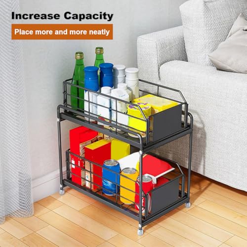Organizador Bajo Lavabo Grande de 2 Niveles en Acero Negro Ajustable para Cocina, Baño, Despensa y Clóset miniatura 4