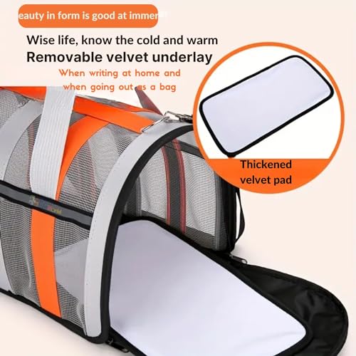 Image of VAYINATO Pet Carrier Bag (Small - 34 * 24 * 24 Cm) Cat Dog Carrying Bag Outgoing Travel Pets Handbag Portable Breathable Foldable - Grey with Orange By Petzlifeworld
