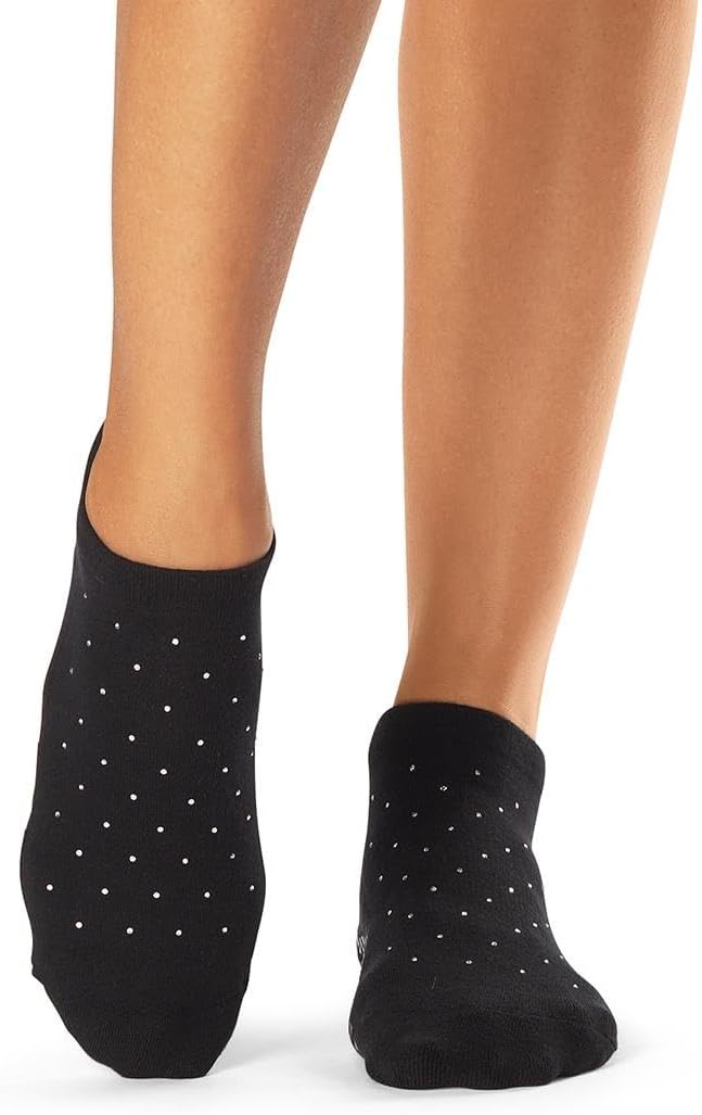 Tavi Noir Fashion Low Rise Grip Socks for Barre, Pilates, and Yoga Black Sparkle Medium - Image 2
