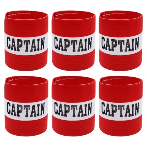 Soccer Captain Armband for Players, Elastic Anti-Drop Secure Fit Band for Team Sports, Training, and Amateur Leagues 6PCS