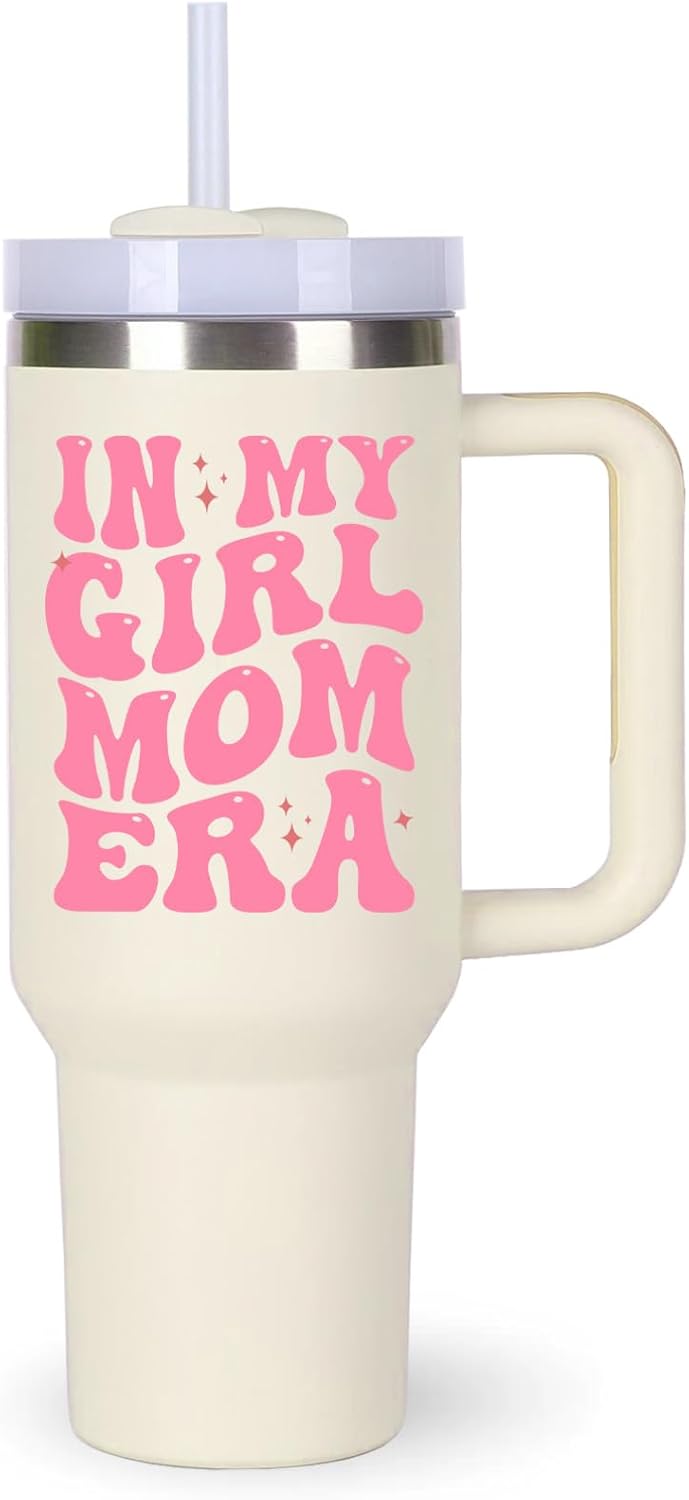 Girl Mom Cup Tumblers Gifts.40oz In My Girl Mom Era Tumbler with Handle.40oz Birthday Christmas Mothers Day Gifts for girl mom.