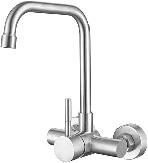 Comprar ONECE Grifo Cocina en la Pared 11 cm Distancia Entre Orificios de Montaje, Grifería a Muro Rotación de 360°, Mezclador Monomando de Fregadero Acero Inoxidable 304, Aireador Extraíble