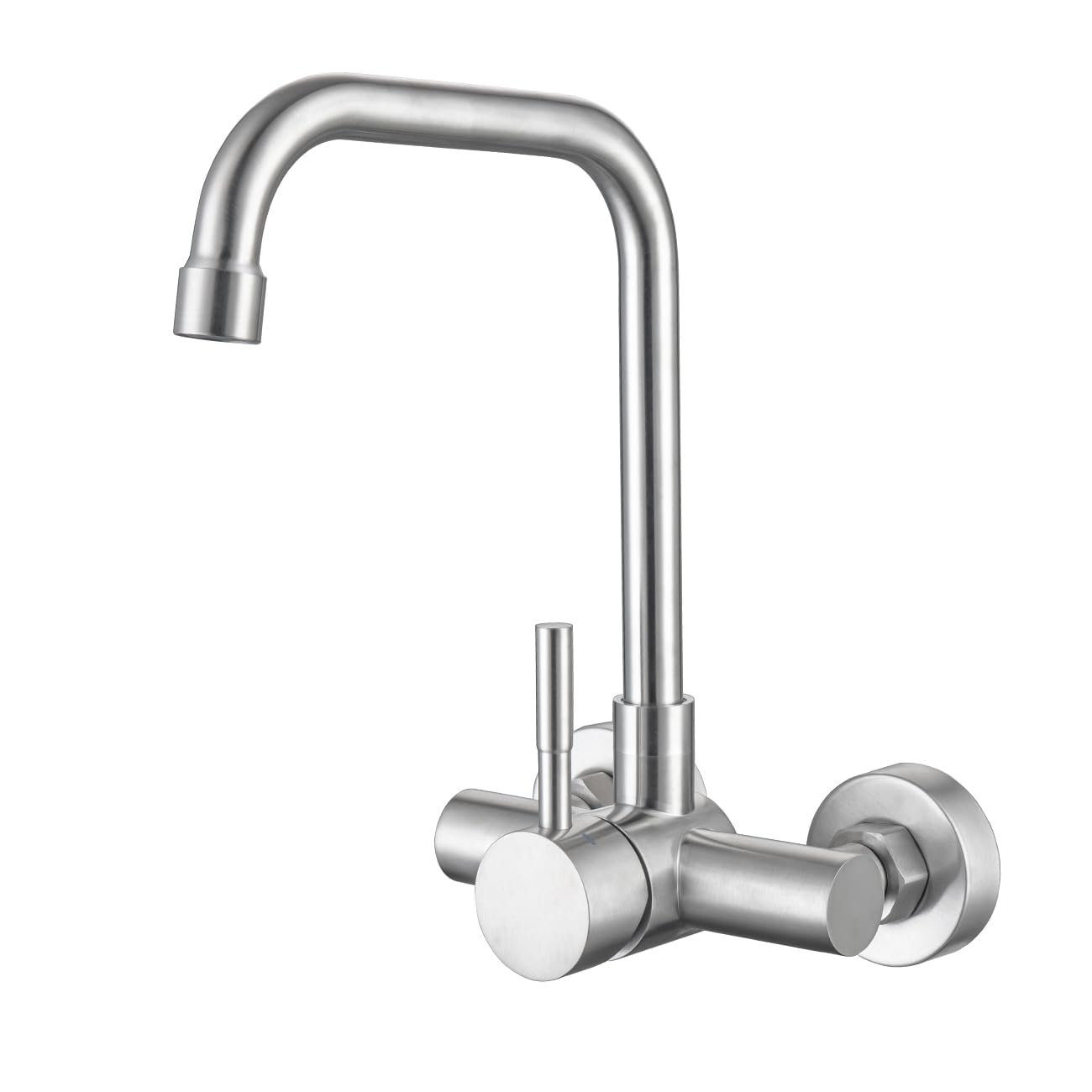 ONECE Grifo Cocina en la Pared 11 cm Distancia Entre Orificios de Montaje, Grifería a Muro Rotación de 360​°, Mezclador Monomando de Fregadero Acero Inoxidable 304, Aireador Extraíble