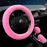 Helweet Copristerzo Peluche Coperchio, Coprivolante Auto, Coprivolante Del Volante, Coprivolante Auto Peloso, Copri Volante Per Auto, Per Volanti Con Diametro di 38 cm, Rosa