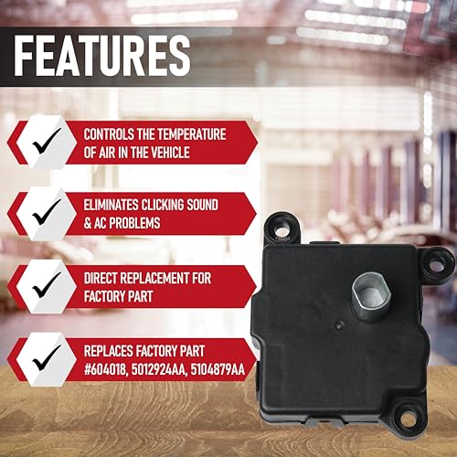 Image of HVAC Air Blend Door Actuator Heater Replacement by AA Ignition - Compatible with Dodge Ram Vehicles - 1999, 2000, 2001, 2002 Ram 1500, 2500, 3500 - Replaces 604-018, 5012924AA, 5104879AA