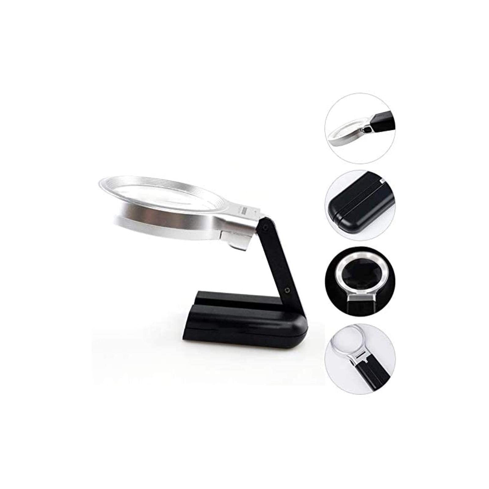 Lupa para la Cabeza, Lupa iluminada para Montaje en la Cabeza, lámpara de Cabeza con luz LED, Lupa de tamaño Ajustable, Lentes de Aumento para la Cabeza, luz de Trabajo de reparación, Lentes de Alta