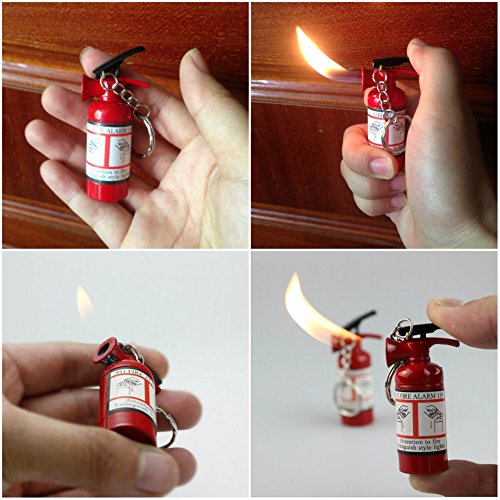 Everyday Yolo Mini Pendant Fire Extinguisher Design Refillable Lighter -Type Fire Extinguisher Shaped Metal Cigarette Cigar Lighter Key Chain