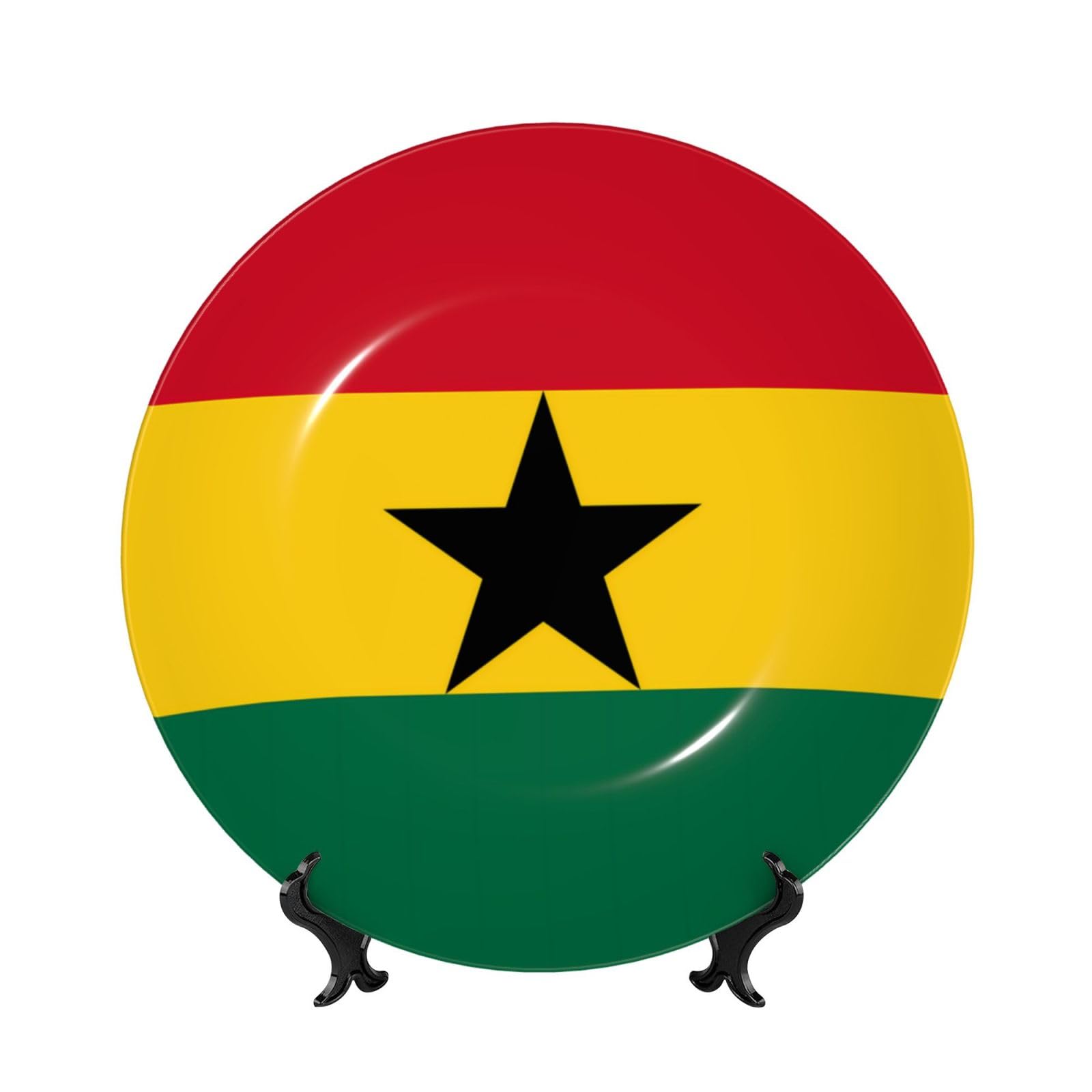 Drapeau du Ghana en porcelaine de prestige avec son support mural amovible haut de gamme