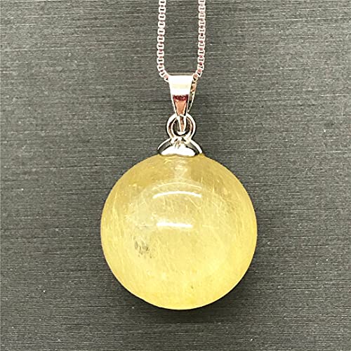 15Mm Gold Rutilated Quartz Pendant Necklace Jewelry Natural Gold Rutilated Quartz Crystal Stone For Women Men Healing Lucky Gift Round Gemstone Silver Chains Aaaaa #TOP6