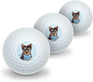GRAPHICS & MORE Yorkie Yorkshire Terrier Puppy Dog Blue Bow Tie Novelty Golf Balls 3 Pack